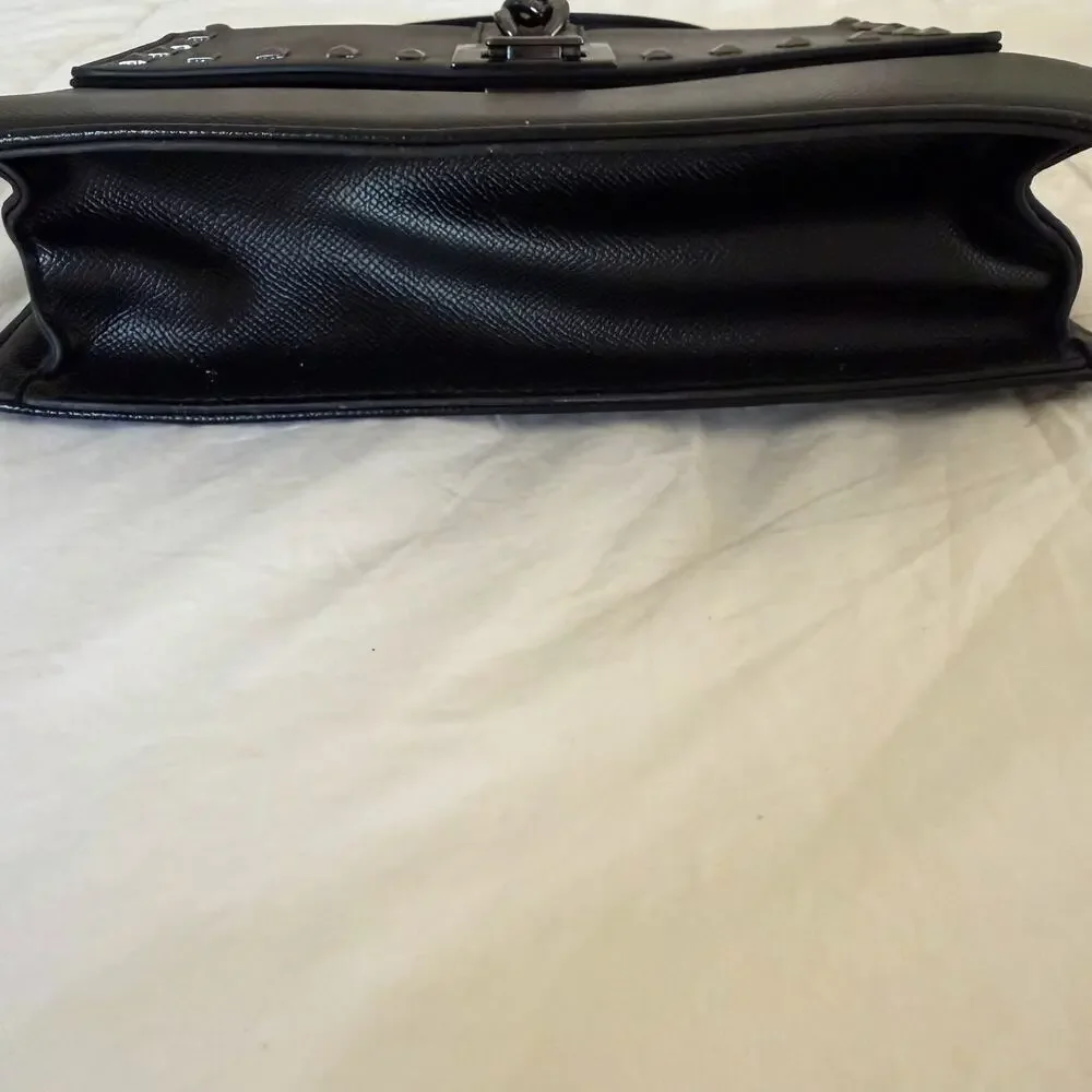 Badgley Mischka Black Studded Top Handle Satchel Chain Detail Bag